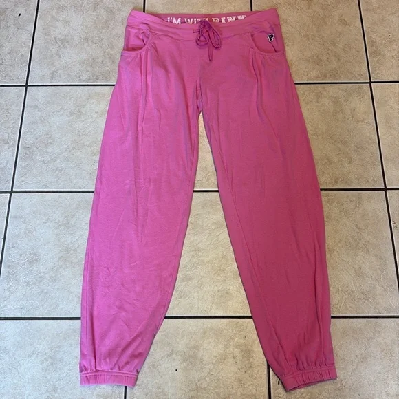 Vintage Y2K PINK Victoria’s Secret Pink Dog Logo Sweatpants💕 - Picture 4 of 8